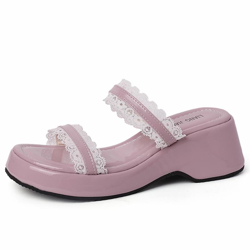 Summer Platform Wedges Heel Women Slippers Concise Dress Street Style Slides Ladies Outdoor Sandalias