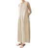 Guooryvner Long Plus Maxi Office Relaxed Slimming Korean Style [Guooryvner] Women's Dress, Summer/Spring, Sleeveless, A-line, Pleated, Sizes, Cute,