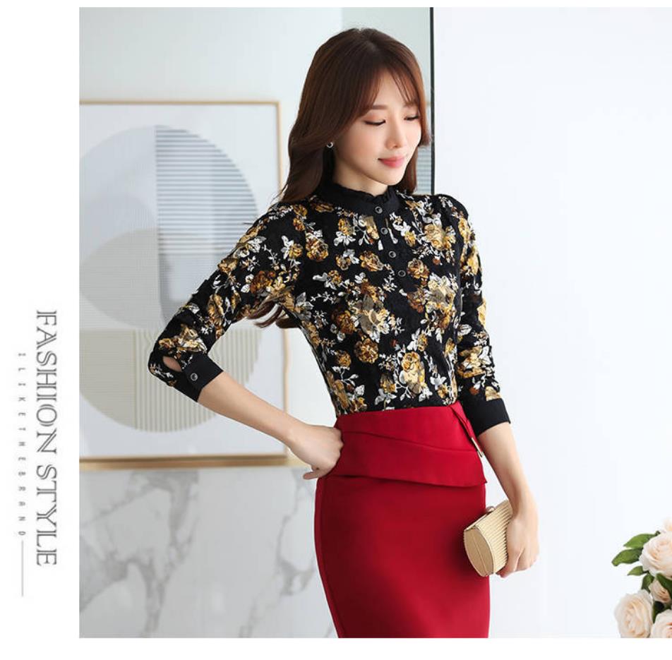 Female Autumn and Winter Plus Velvet Plus Size Ladies Lace Sweater Elegant Temperament Sweater Versatile Slim Casual Shirt