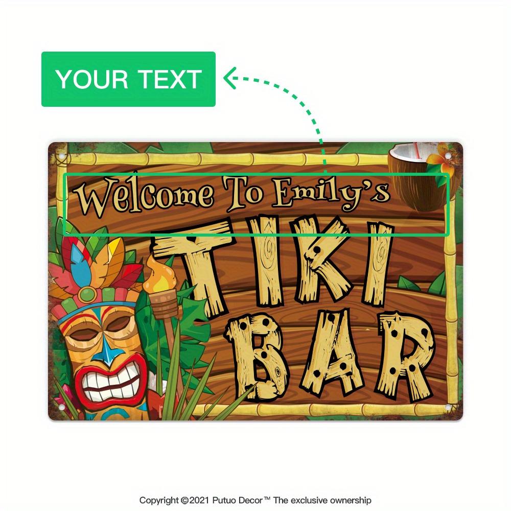 Custom Decor Tiki Bar Sign Personalized Name Vintage Outdoor Wall Sign for Home Bar Cafe Kitchen Restaurants 20x30cm(7.8x11.8inch)