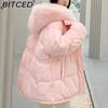 BITCED Detachable Oversized Fur Collar Down Jacket for Women Winter Thickened Waist-Defining Fur-Trimmed Parka