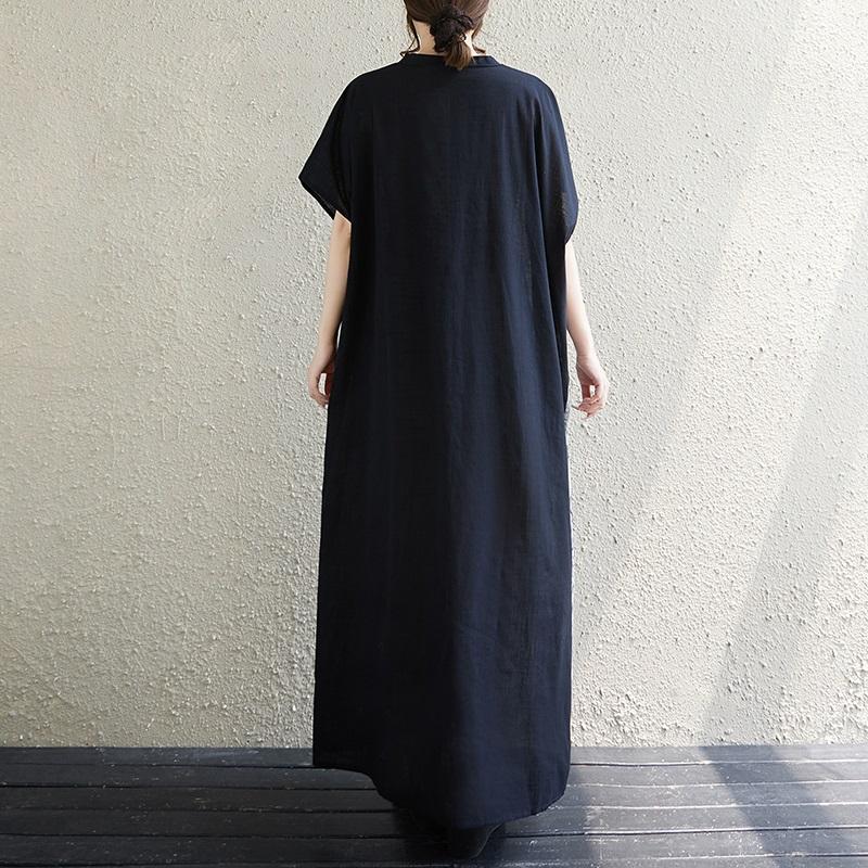 Kurzarm Plus Size Baumwolle Vintage Blumenmuster Neu in Kleidern für Damen lässig locker Maxi langes Sommerkleid