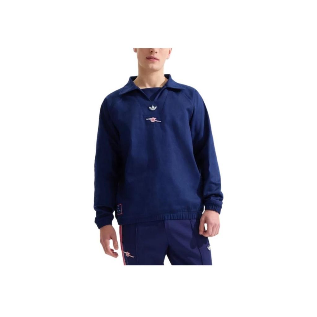 Adidas Originals X Arsenal Kolaborační Top 24/25 Terrace Icons Tréninkový Jednoduchá Móda Všestranná Mikina s Dlouhým Rukávem Pánská mikina Modrá JF0547