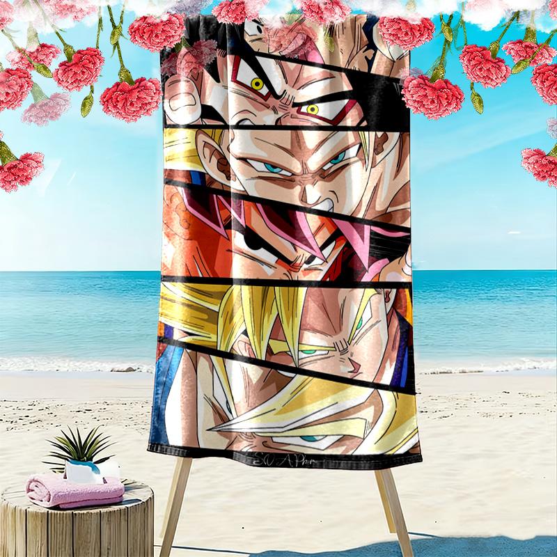 Dragon Ball Super Power beach towel Outdoor camping Beach towel for vacation photos quickdrying swim towel Outdoor pool towel Absorbent bath towel