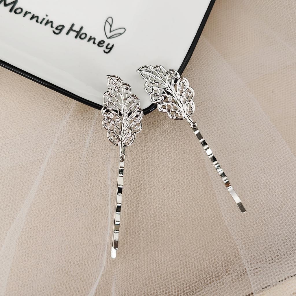 Gold Color Metal Leaf Hair Clip Girls Hairpin Barrette Flowers Rhinestone Hairpins Women Accessories Jewelry Gifts