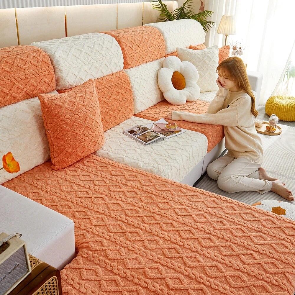 Husă de pernă pentru scaun canapea din jacquard de pluș Huse elastice pentru canapea pentru mobilier de sufragerie Husă detașabilă reglabilă pentru mobilier