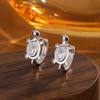 New Fashion Cute Turtle Ear Buckle Charm Diamond Inlaid 925 Sterling Silver Small Animal Personality Earrings E244