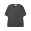 APOSTROPHE COMMA Reversible Label Waffle Short Sleeve Knit T-Shirt_Black