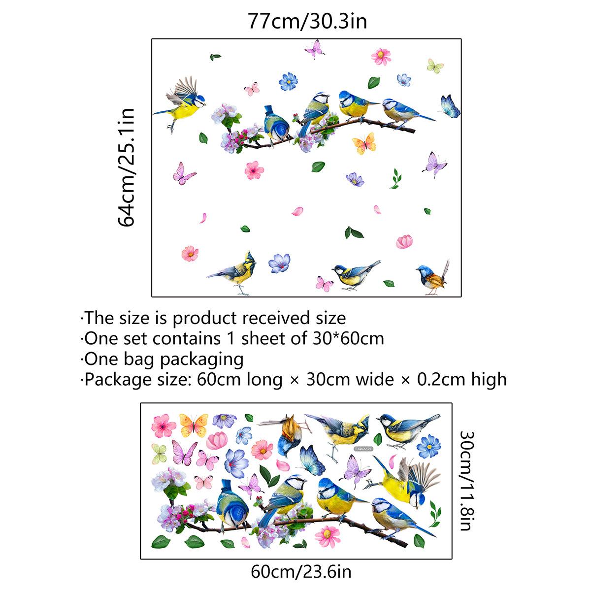 

Colored Butterfly And Flower Static Cling Decals For Glass Living Room Girls Bedroom Window Home Decor Wall Stickers 30x60cm