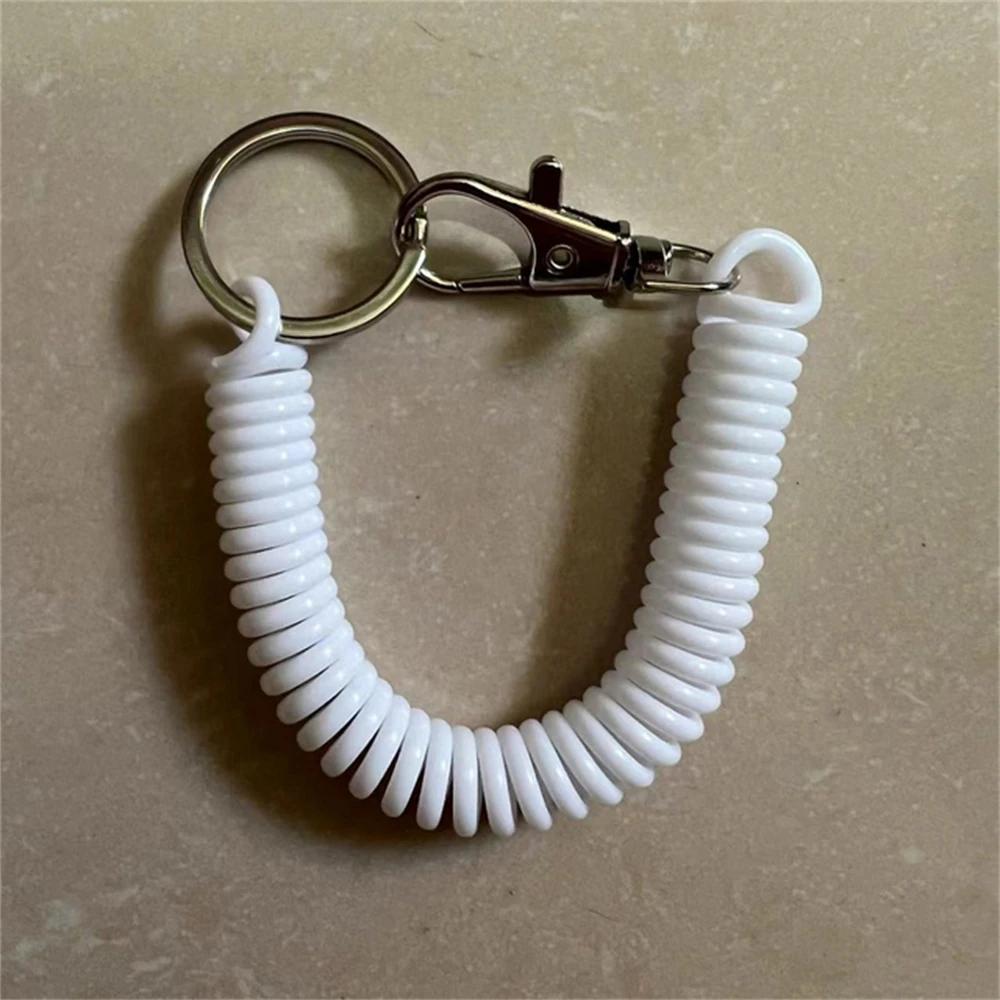 Colourful Retractable Spring Coil Keychain Anti-Lost Stretch Cord Safety Keyring With Metal Lobster Clasp For Girls Phone Wallet