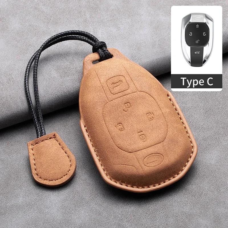 Leather Car Remote Key Case Cover for GAC Trumpchi GS4 GM8 GA3 GA6 SGS7 GA4 GS5 GS3 Legend GS8 Keychain Accessories