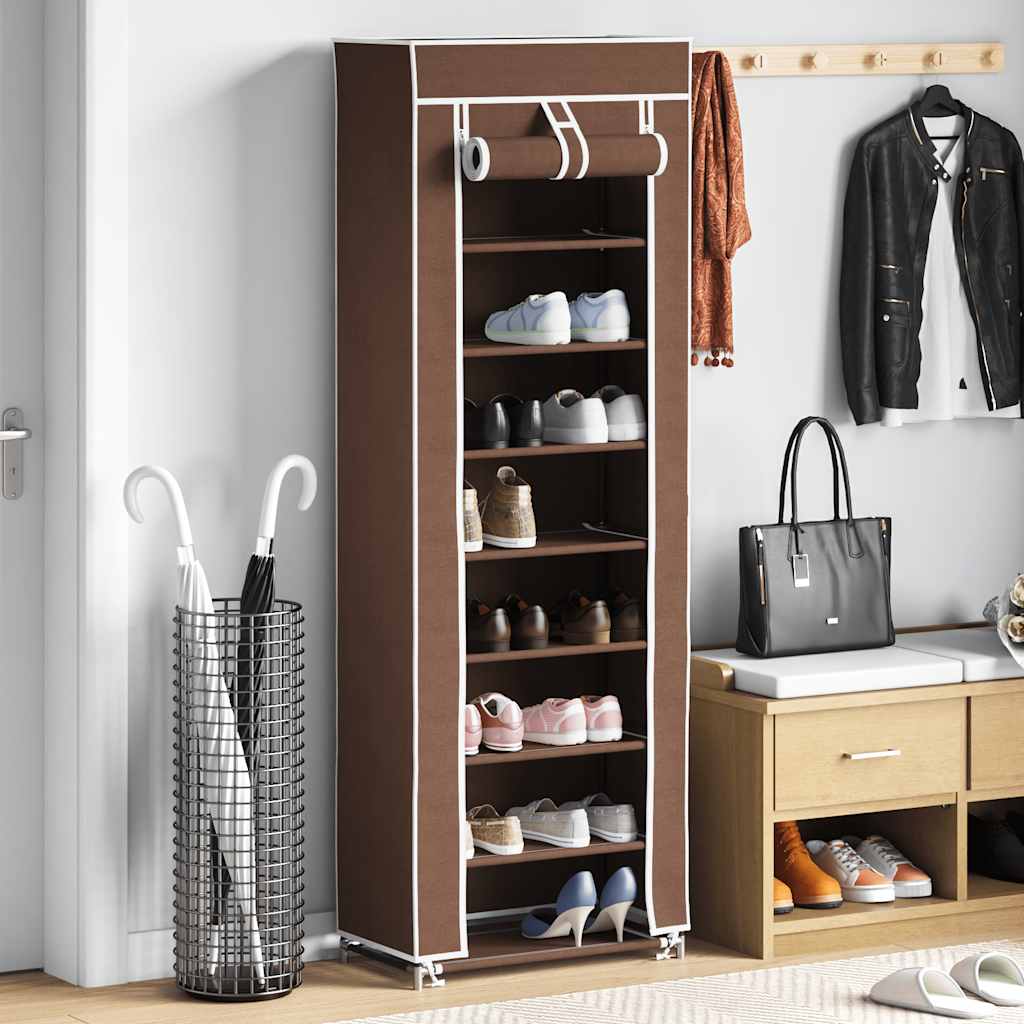 Shoe Cabinet Shoe Shelf 8 Tier 57 X 29 X 162 Cm Brown