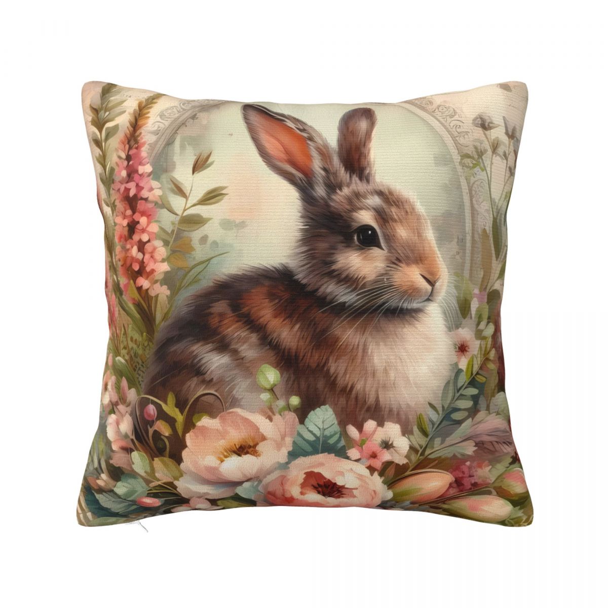 Пасхальный Коричневый Кролик Наволочка Винтажный Цветок Винтажная Наволочка Квадратная Наволочка Наволочки Для Гостиной Кресла 12x12Inch