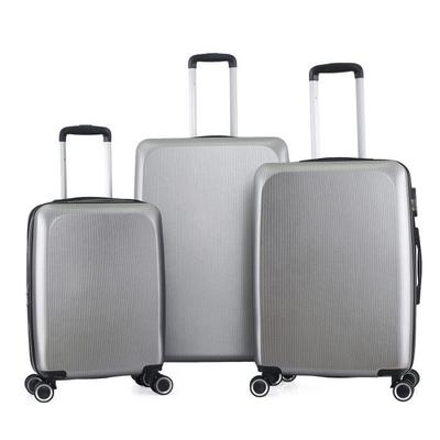 Set of 3 Expandable Hard Trolley Suitcases Polycarbonate - LYS Paris 379/3 - Silver