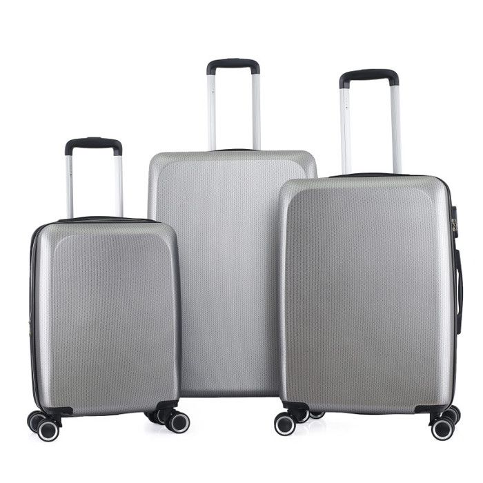 Lot de 3 valises Extensible Rigide Trolley Polycarbonate - LYS Paris 379/3 - Argent