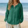 Women’s Long Sleeve Loose Fit Button Down Blouse Lightweight Pleated Top Casual Shirt for Daily Wear