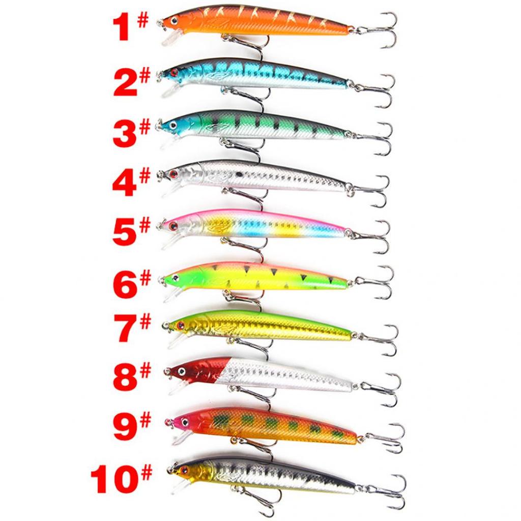 10 Colors Hard Fshing Lures Plastic Artificial Fake Life-Like Minnow Shape Baits