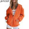 BITCED Unisex Fleece-Lined Hooded Sweatshirt Casual Cardigan with Zip-Up Front