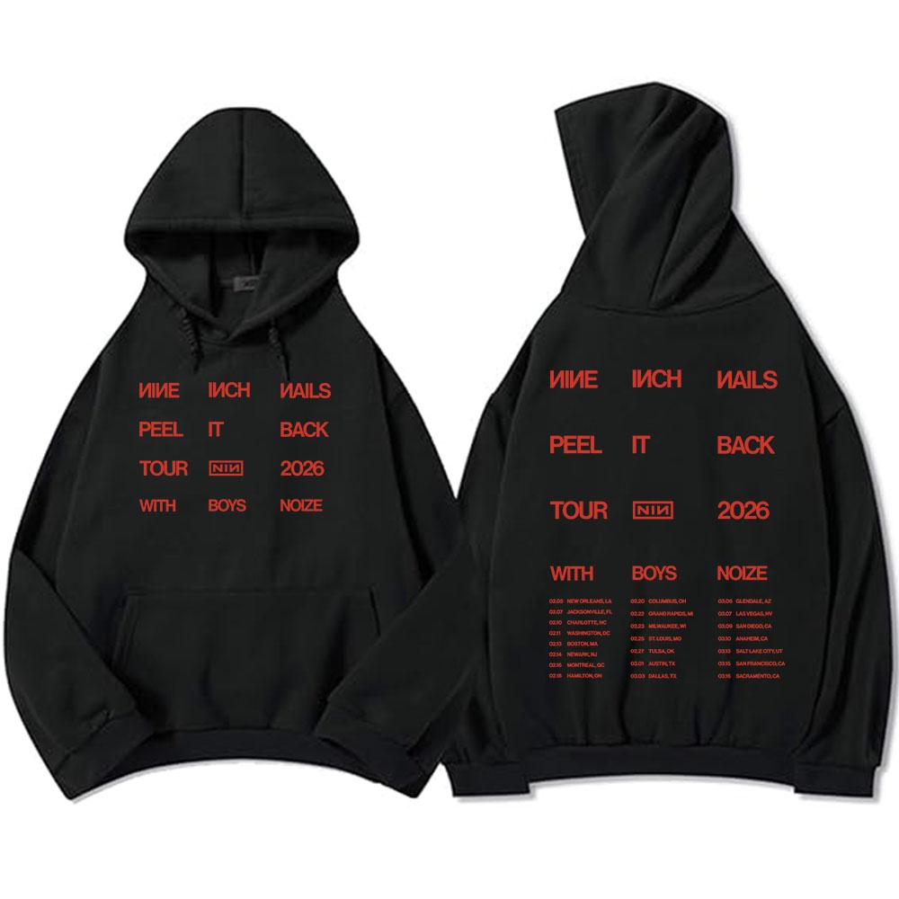 Nine Inch Nails Peel It Back 2026 Tour Hoodies NIN Rock Band Graphic Print Sweatshirts Long Sleeve Winter Hooded Pullovers