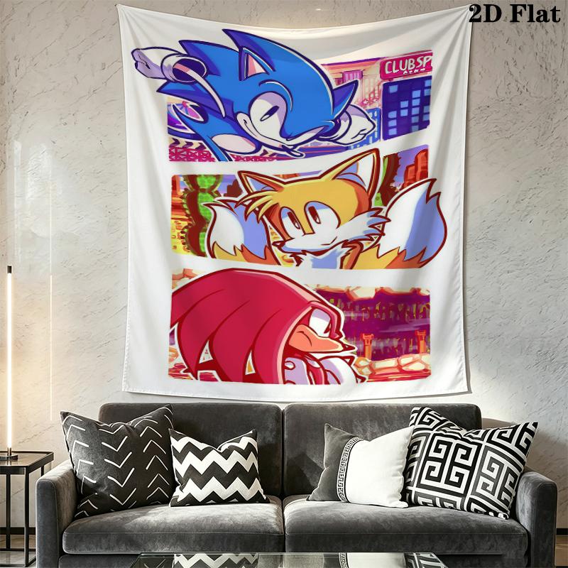 Sonic the Hedgehog Wall Tapestry Aesthetic Wall Hanging Printed Fabric Blanket Decorative Tapestries for Bedroom Living Room Home Decor