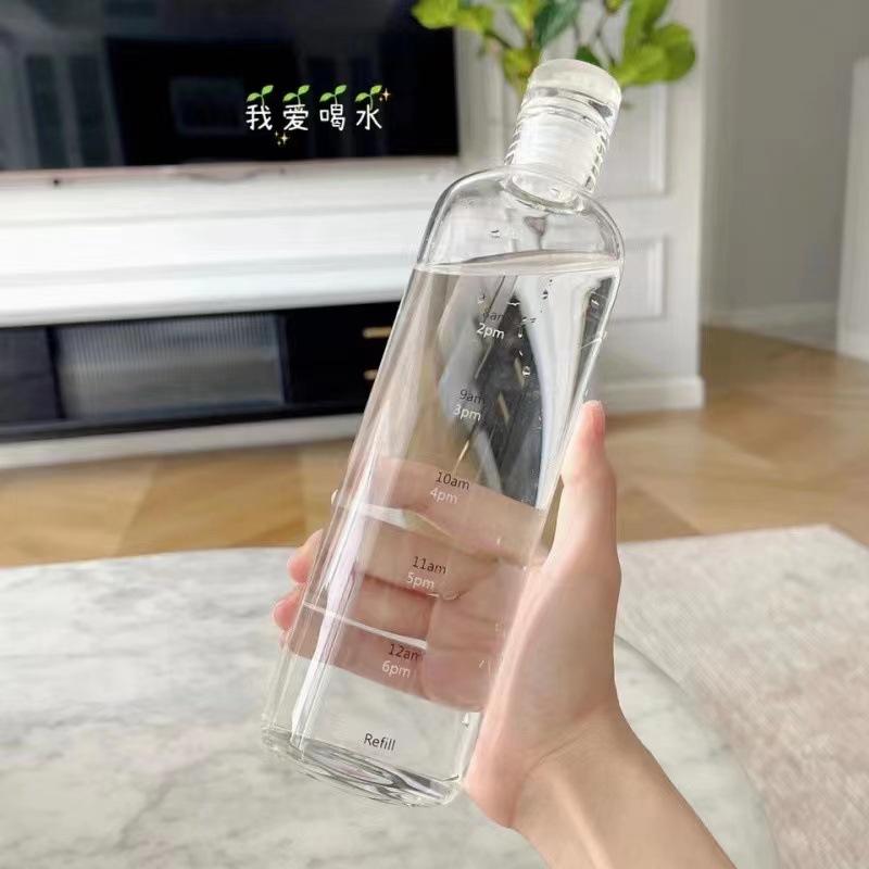 500 ml plastikowa butelka na wodę z znacznikiem czasu Kreatywna duża pojemność szczelna butelka na napoje Butelki na wodę do ćwiczeń sportowych