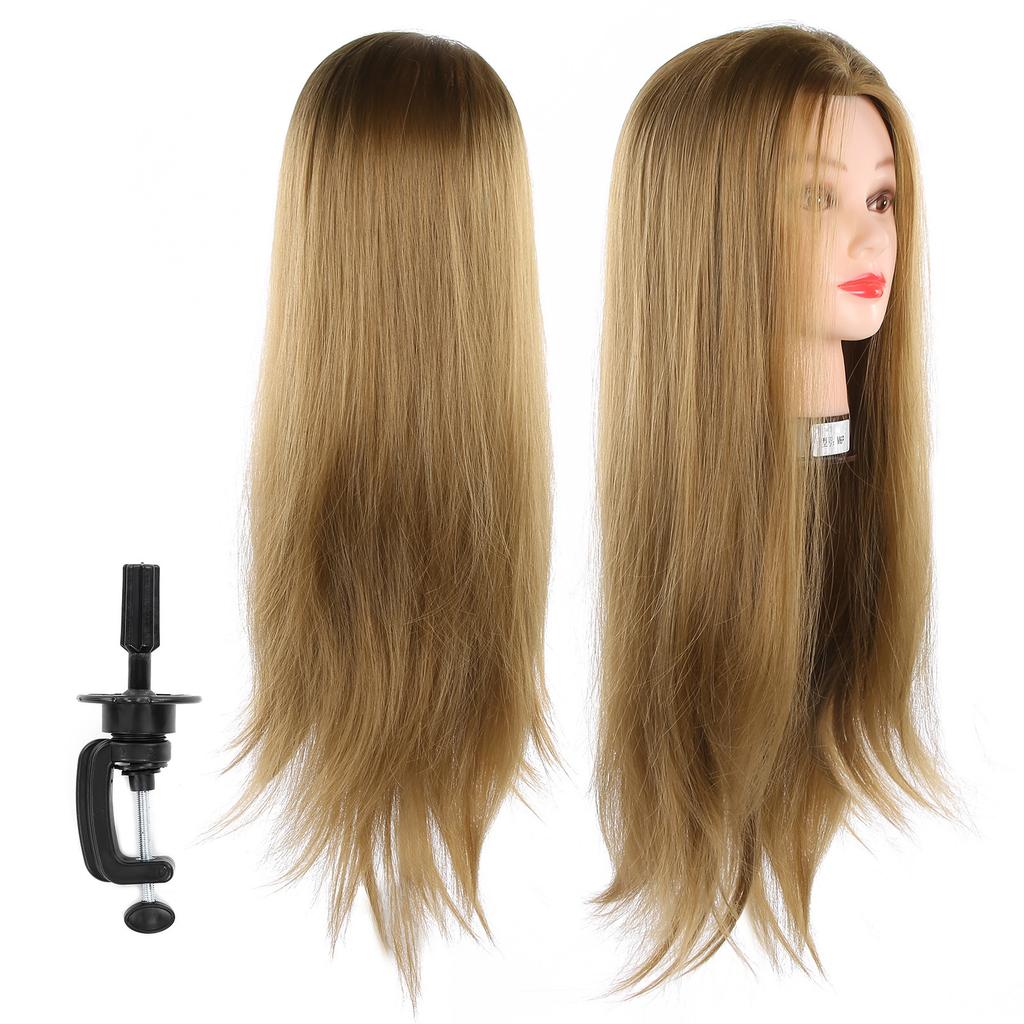 Mannequin Head Practice Manikin Cosmetology Doll Hairstyling Training Head with Hair