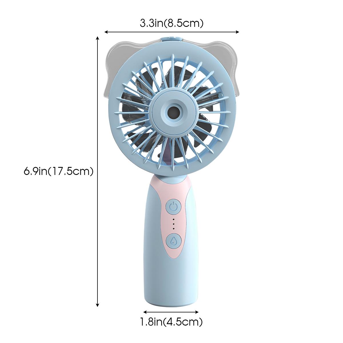 

Портативный вентилятор с распылителем Регулировка 3 скоростей Ручной увлажняющий вентилятор 1200 мАч USB Перезаряжаемый Подходит для Использования на открытом воздухе синий