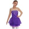 Girls Figure Skating Performance Costume Glittery Rhinestones Lyrical Dance Dress Sheer Mesh Long Sleeves Dancewear