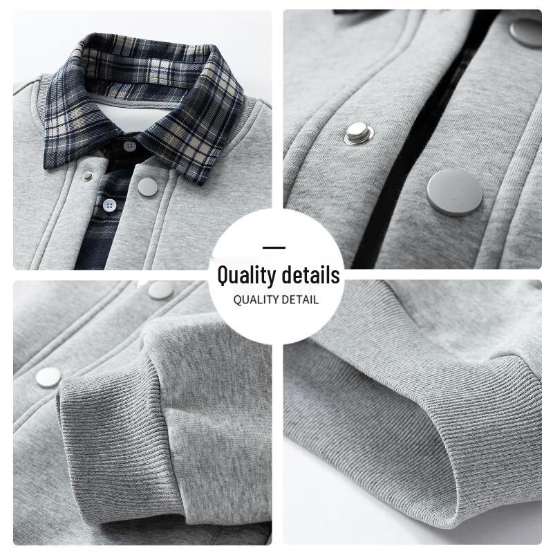 Fingercroxx American Style Striped Layered-Look Sweatshirt Cardigan
