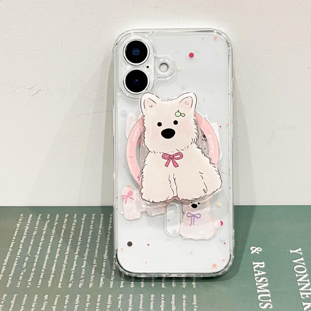 Mobile phone case with bracket, suitable for iphone17pm West Highland 16promax magnetic attraction 15 Apple 13 cute 12 sets