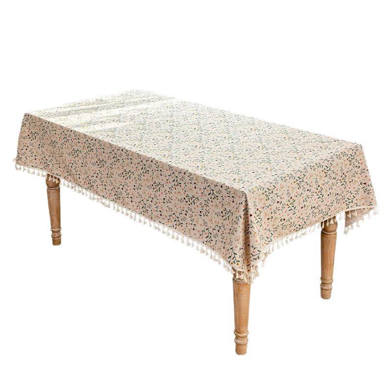 Small Fresh Tassel Imitation Cotton Linen Square Tablecloth