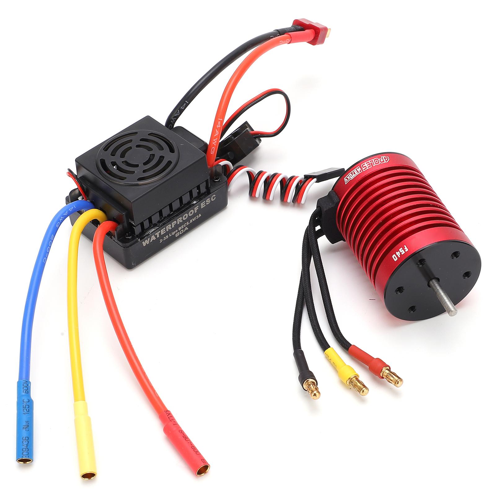 

Безколекторний двигун F540 4370KV та набір безколекторного регулятора швидкості 60A з T-роз ємом для радіокерованих автомобілів масштабу 110