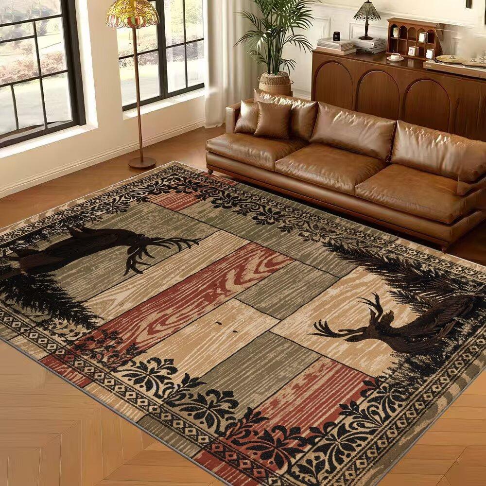 Brown American Vintage Style Large Living Room Rug Home Room Decoration Aesthetic Rugs for Bedroom Indoor Antiskid Carpet Mat