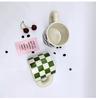 Retro Simple Checkerboard Ceramic Cup Fat Handle Milk Coffee Cup Water Cup High Temperature Restaurant