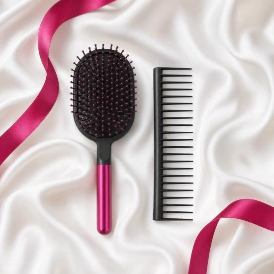 Set Pettine Spazzola per Capelli con Cuscino d'Aria Spazzola Massaggio Cuoio Capelluto con Manico Antiscivolo Antistatico
