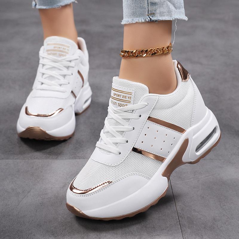 

Весенне-осенние новые женские спортивные туфли больших размеров на толстой подошве, маффины, с внутренней высотой, для отдыха 42