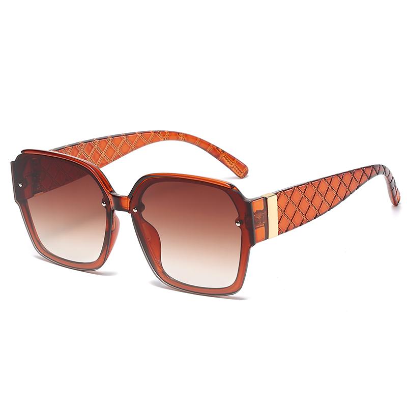 

1/3pcs Classics Square Large Frame Sun Glasses Female Outdoor Personalized Sunglasses Retro Mesh Leg Gradient Glasses UV400 коричневий