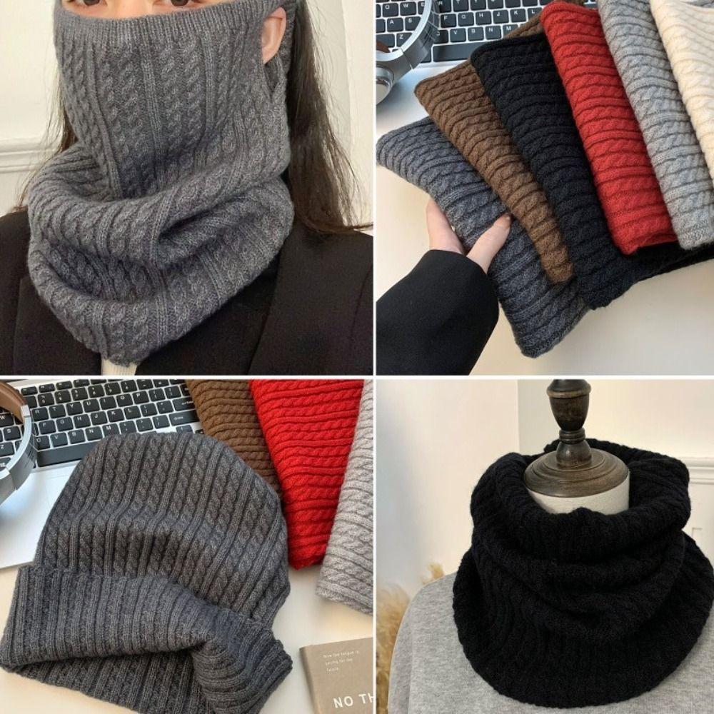 Korean Style Knitted Scarf Solid Color Pullover Wool Bib Simple Turtleneck Fake Collar Women