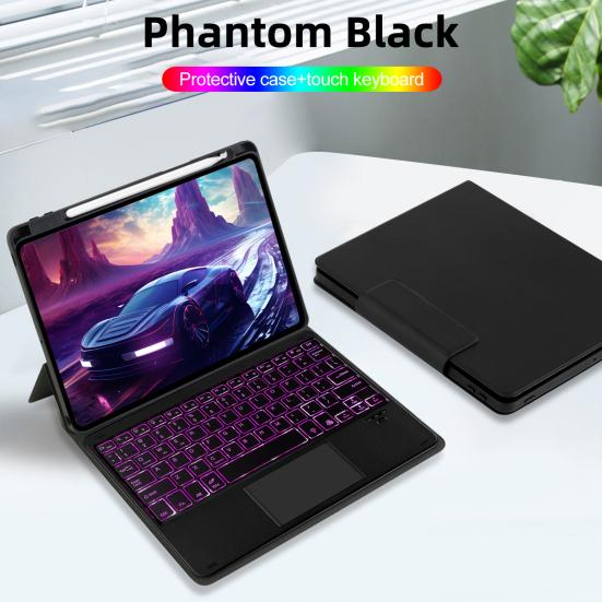 Tablet Bluetooth-compatible Keyboard with Protective Case Colorful Backlit Design Detachable Keyboard Cover Protector
