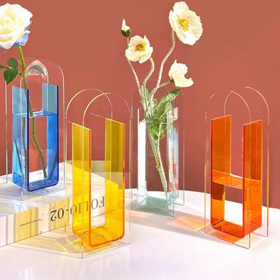 Clear Acrylic Flower Vase Modern Home Office Dining Table Centerpiece Desktop Decoration Hydroponic Floral Holder