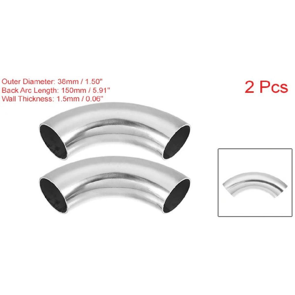 X Autohaux 2 Pc 1.25" 90 Degree Stainless Steel Car Exhaust Elbow Pipe 0.06" Thickness