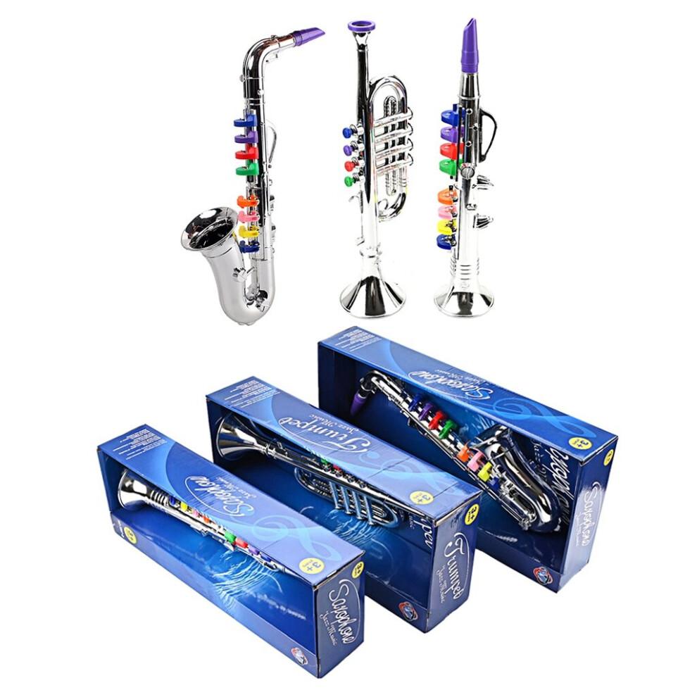 3Pcs Kids Musical Instruments Toy Clarinet,Saxophone Trumpet,Wind and Brass Musical Instruments Combo for Toddlers Play