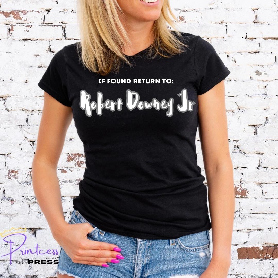 IF FOUND RETURN TO ROBERT DOWNEY JR, T-Shirt, Unisex or Lady Fit, OPPENHEIMER L