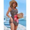 Leopard Print Floral Slimming Conservative One-piece Swimsuit Covering Belly Beach Bikini Hot Women