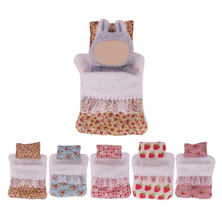Beliebtes Puppenbett Zubehör mit abnehmbarem Kissen und weichem Schlafsack für 1-2 Generation Plüschfiguren Puppen Dekorationen