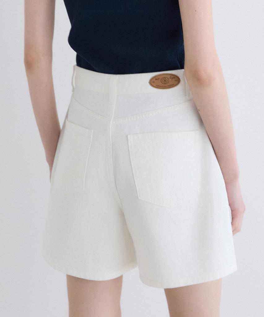 OURHOPE Signature High-Rise Denim Shorts - White