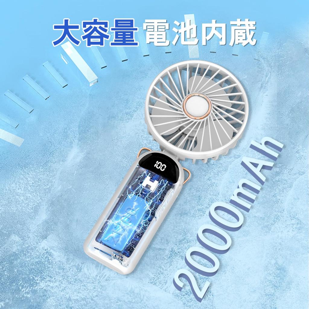 Handy Portable Fan 2025 High Aromatherapy Sheet USB Instruction Manual Blue [Summer Model] Airflow, Quiet, 3-Way (Handheld, Neck-Mounted, Tabletop),