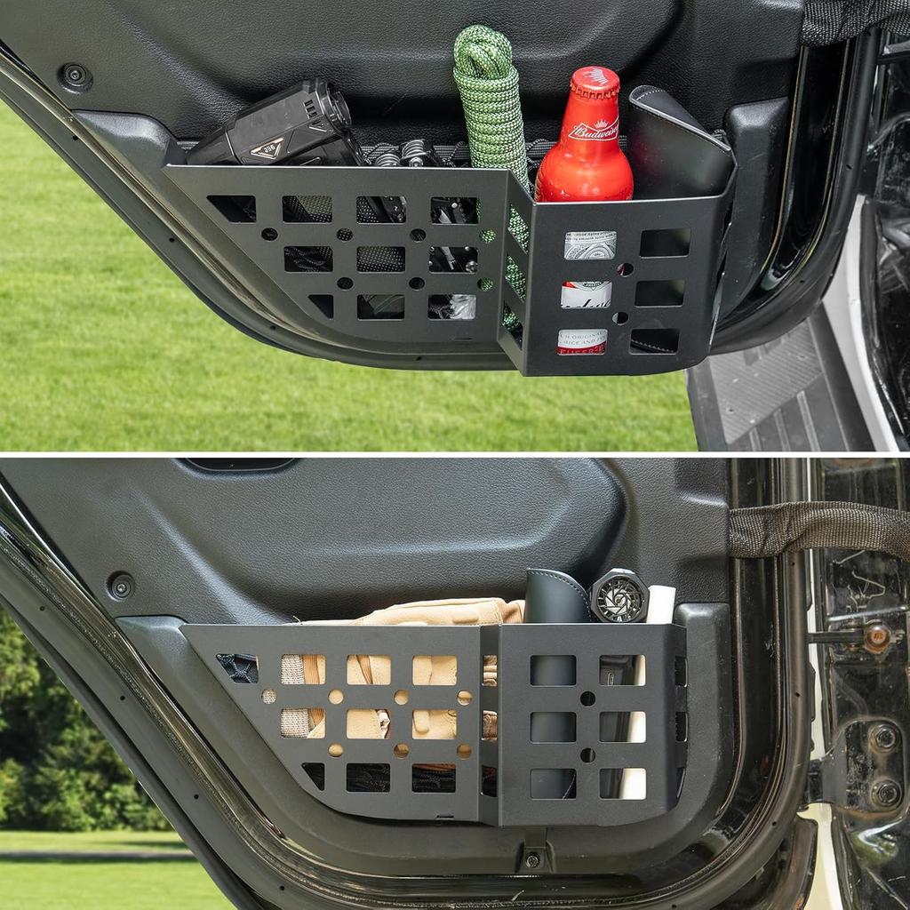 Metal Rear Door Storage Pockets Compatible With 2018-2025 Jeep Wrangler JL JLU JT Side Organizer Storage Box Replace Sagging Nets