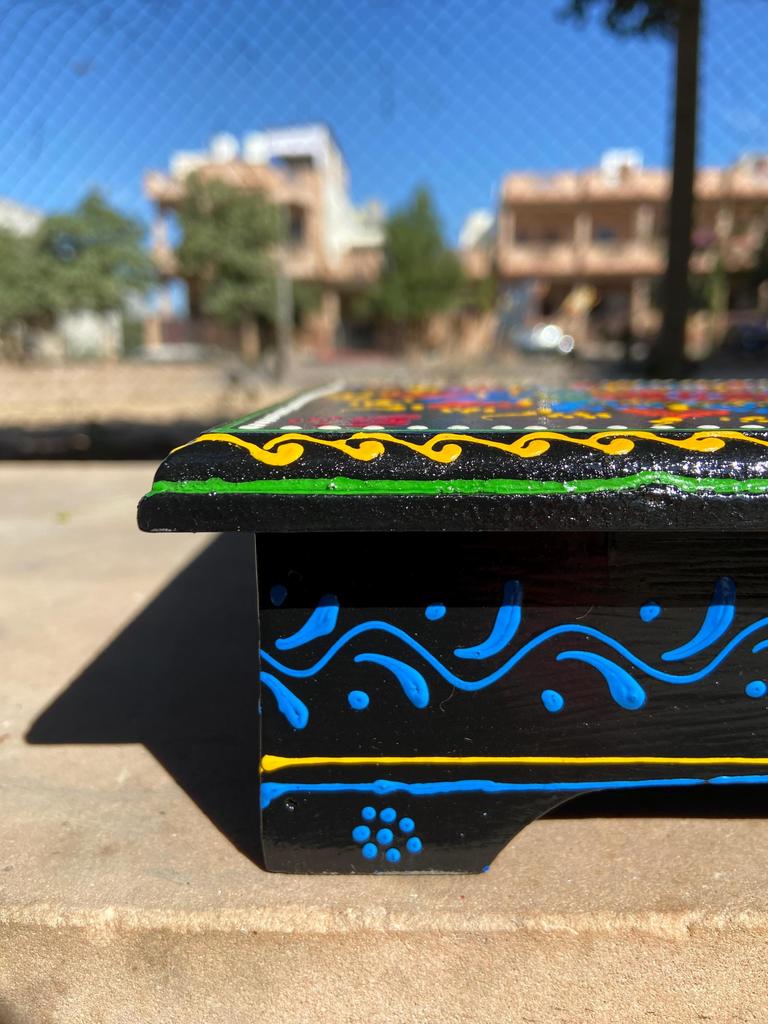 Handmade Painted Indian Chowki Bajot Table: Festival Home Decor