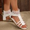 Fashion 2025New Summer Sandals  Square Head Woven Bag with Back Zipper Soft Sole Anti-slip Wear-resistant Flat Shoes Women Shoes